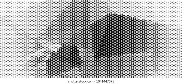 Abstract horizontal background. Spotted halftone effect. Dots, circles. Vector clip art