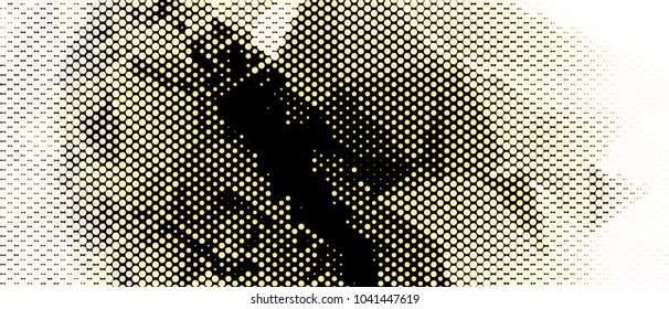 Abstract horizontal background. Spotted halftone effect. Dots, circles. Vector clip art