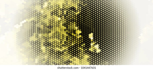 Abstract horizontal background. Spotted halftone effect. Dots, circles. Vector clip art