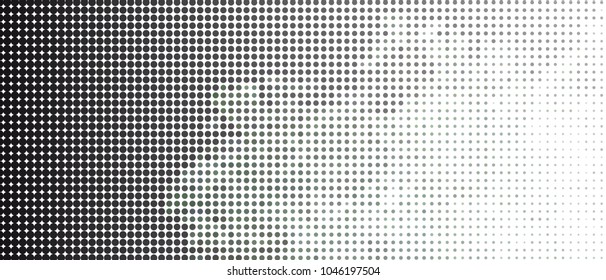 Abstract horizontal background. Spotted halftone effect. Dots, circles. Vector clip art