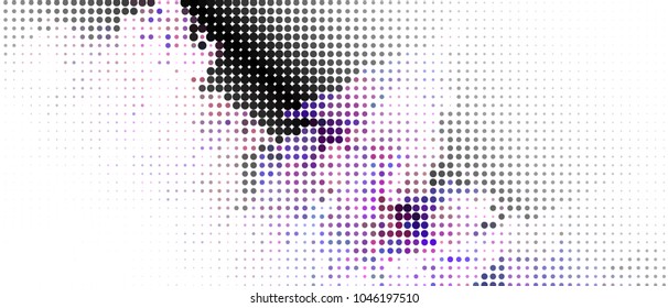 Abstract horizontal background. Spotted halftone effect. Dots, circles. Vector clip art
