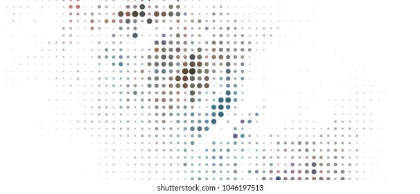 Abstract horizontal background. Spotted halftone effect. Dots, circles. Vector clip art