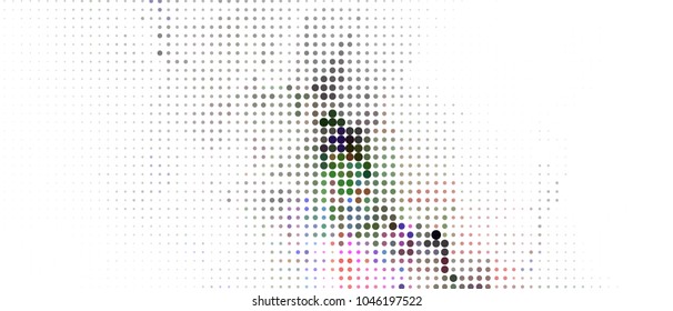Abstract horizontal background. Spotted halftone effect. Dots, circles. Vector clip art
