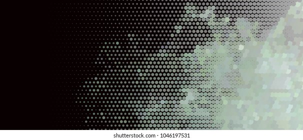 Abstract horizontal background. Spotted halftone effect. Dots, circles. Vector clip art