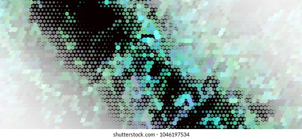 Abstract horizontal background. Spotted halftone effect. Dots, circles. Vector clip art