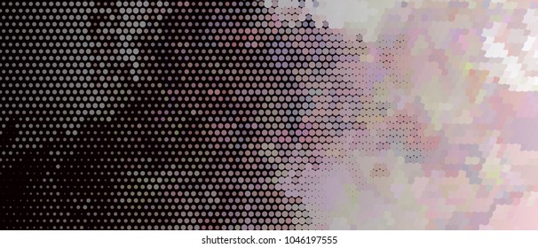 Abstract horizontal background. Spotted halftone effect. Dots, circles. Vector clip art
