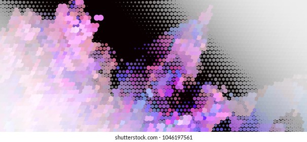 Abstract horizontal background. Spotted halftone effect. Dots, circles. Vector clip art