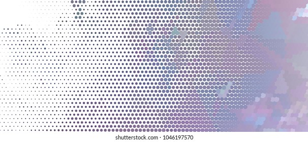 Abstract horizontal background. Spotted halftone effect. Dots, circles. Vector clip art