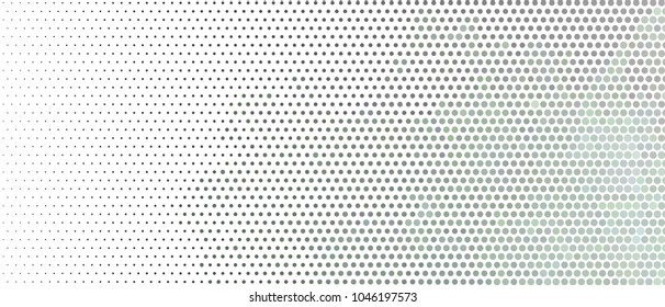 Abstract horizontal background. Spotted halftone effect. Dots, circles. Vector clip art