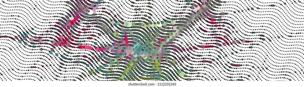 Abstract horizontal background. Spotted halftone effect. Dots, circles. Vector clip art