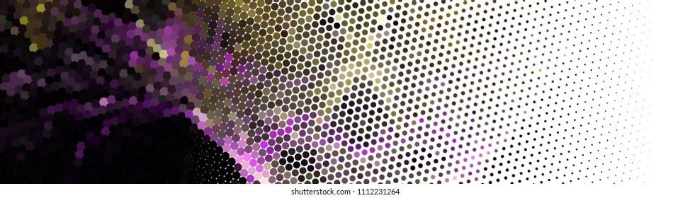 Abstract horizontal background. Spotted halftone effect. Dots, circles. Vector clip art