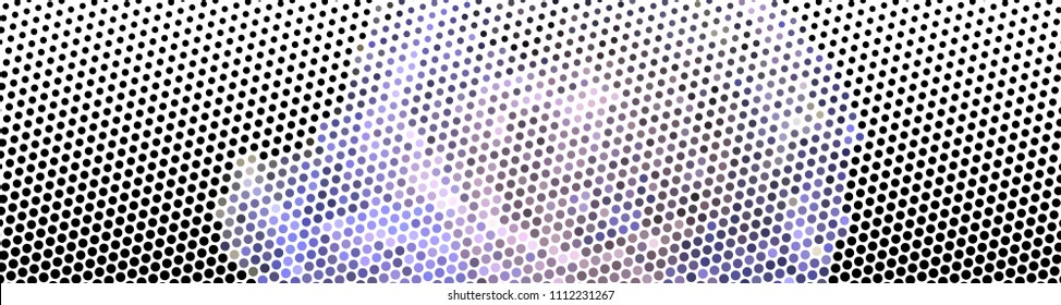 Abstract horizontal background. Spotted halftone effect. Dots, circles. Vector clip art