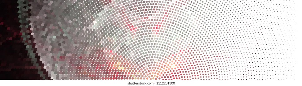 Abstract horizontal background. Spotted halftone effect. Dots, circles. Vector clip art