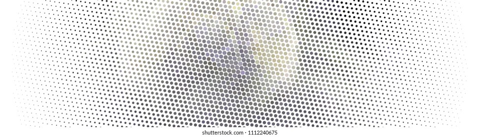Abstract horizontal background. Spotted halftone effect. Dots, circles. Vector clip art