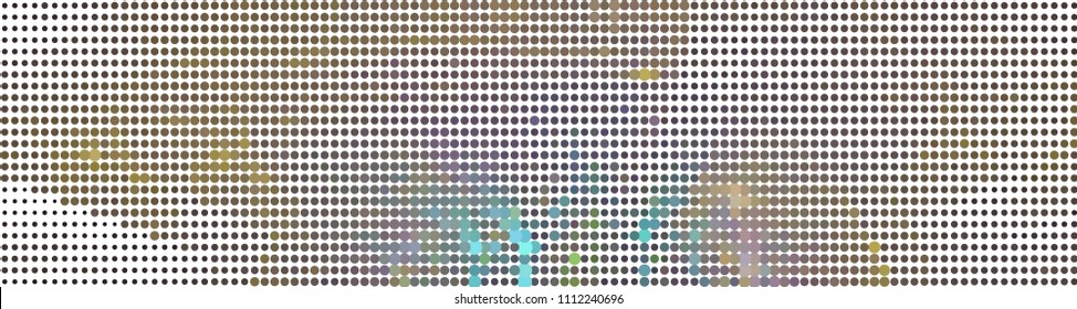 Abstract horizontal background. Spotted halftone effect. Dots, circles. Vector clip art