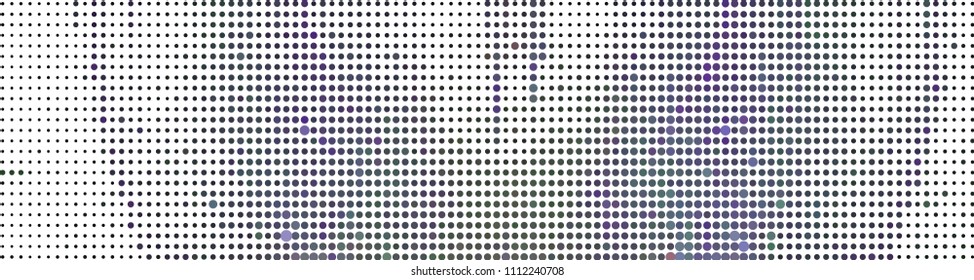 Abstract horizontal background. Spotted halftone effect. Dots, circles. Vector clip art