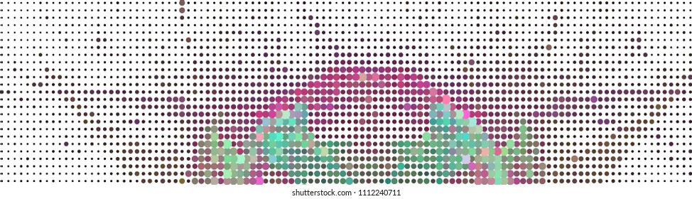 Abstract horizontal background. Spotted halftone effect. Dots, circles. Vector clip art