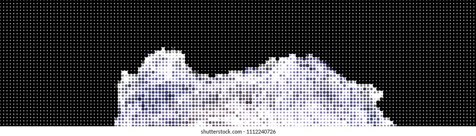 Abstract horizontal background. Spotted halftone effect. Dots, circles. Vector clip art
