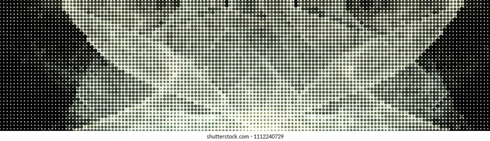 Abstract horizontal background. Spotted halftone effect. Dots, circles. Vector clip art