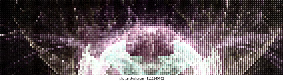 Abstract horizontal background. Spotted halftone effect. Dots, circles. Vector clip art