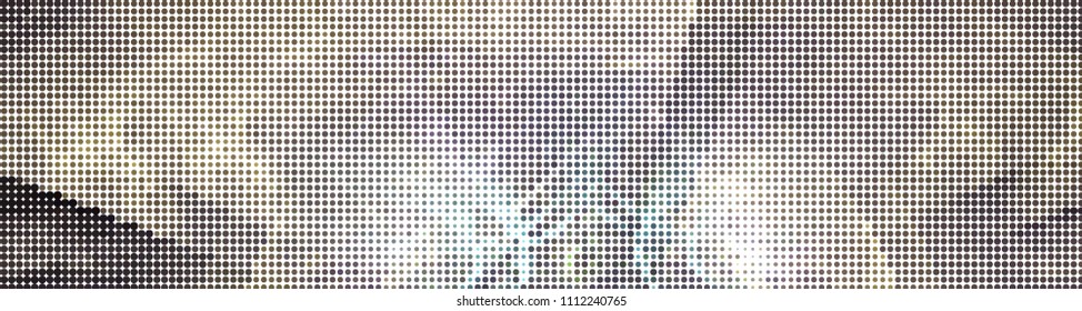 Abstract horizontal background. Spotted halftone effect. Dots, circles. Vector clip art