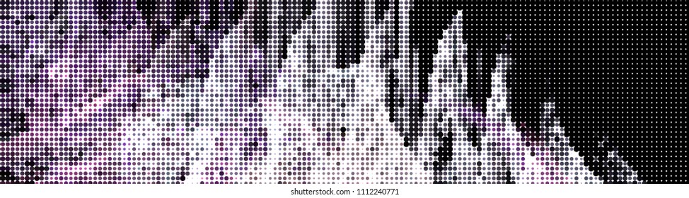 Abstract horizontal background. Spotted halftone effect. Dots, circles. Vector clip art