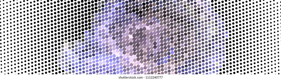 Abstract horizontal background. Spotted halftone effect. Dots, circles. Vector clip art