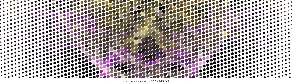 Abstract horizontal background. Spotted halftone effect. Dots, circles. Vector clip art