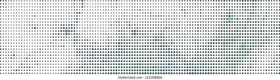 Abstract horizontal background. Spotted halftone effect. Dots, circles. Vector clip art