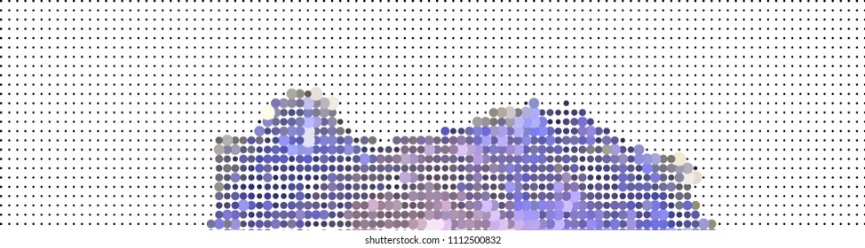Abstract horizontal background. Spotted halftone effect. Dots, circles. Vector clip art