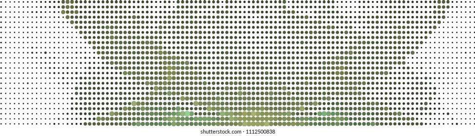 Abstract horizontal background. Spotted halftone effect. Dots, circles. Vector clip art