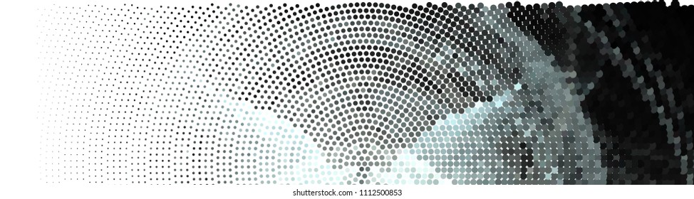 Abstract horizontal background. Spotted halftone effect. Dots, circles. Vector clip art