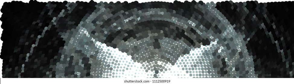 Abstract horizontal background. Spotted halftone effect. Dots, circles. Vector clip art