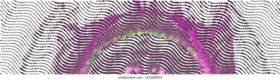 Abstract horizontal background. Spotted halftone effect. Dots, circles. Vector clip art