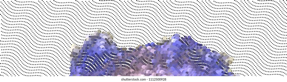 Abstract horizontal background. Spotted halftone effect. Dots, circles. Vector clip art