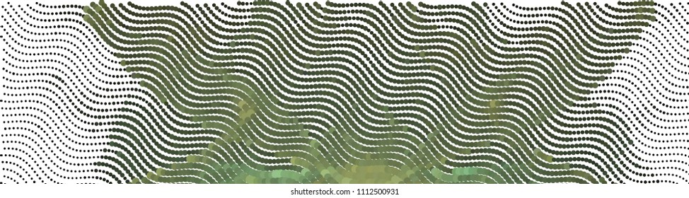 Abstract horizontal background. Spotted halftone effect. Dots, circles. Vector clip art