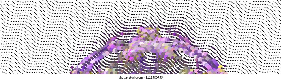 Abstract horizontal background. Spotted halftone effect. Dots, circles. Vector clip art