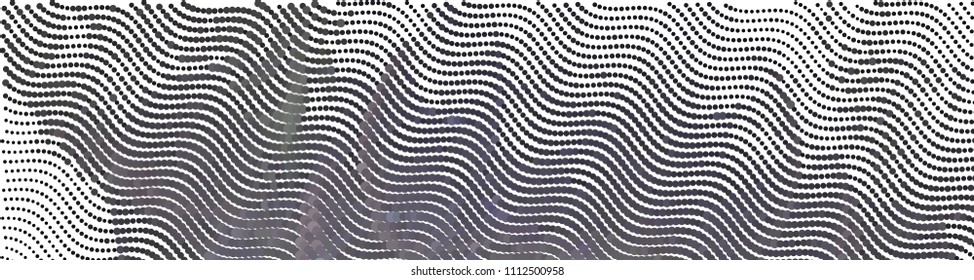 Abstract horizontal background. Spotted halftone effect. Dots, circles. Vector clip art