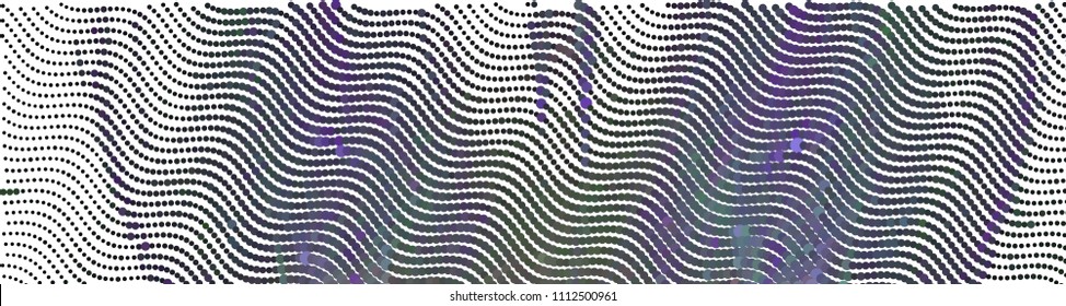 Abstract horizontal background. Spotted halftone effect. Dots, circles. Vector clip art