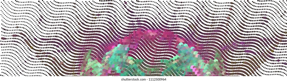 Abstract horizontal background. Spotted halftone effect. Dots, circles. Vector clip art