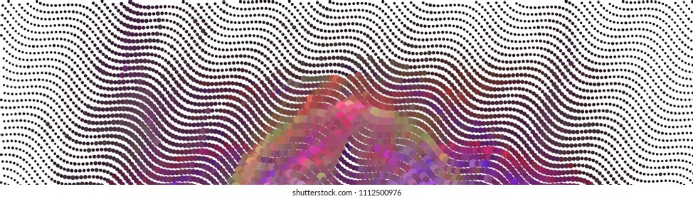 Abstract horizontal background. Spotted halftone effect. Dots, circles. Vector clip art
