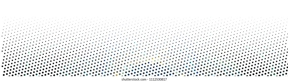 Abstract horizontal background. Spotted halftone effect. Dots, circles. Vector clip art