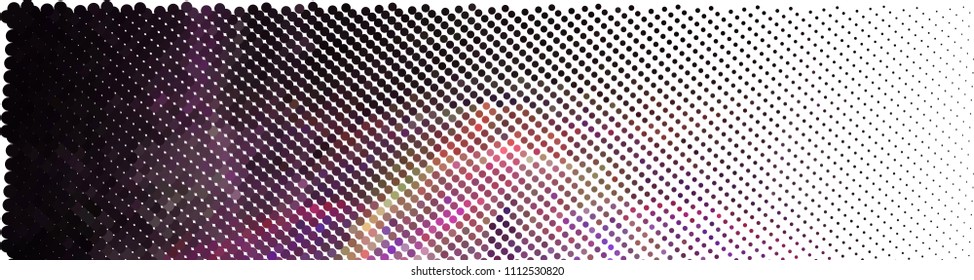 Abstract horizontal background. Spotted halftone effect. Dots, circles. Vector clip art