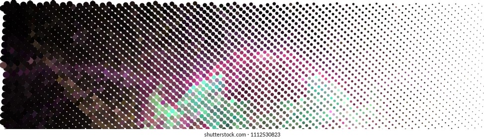 Abstract horizontal background. Spotted halftone effect. Dots, circles. Vector clip art