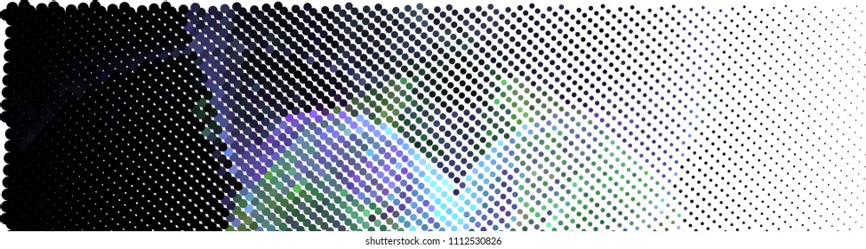 Abstract horizontal background. Spotted halftone effect. Dots, circles. Vector clip art