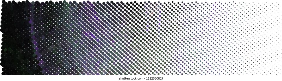 Abstract horizontal background. Spotted halftone effect. Dots, circles. Vector clip art