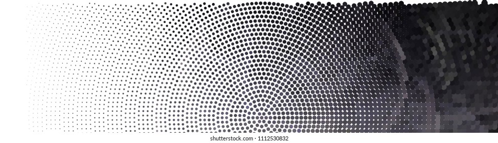 Abstract horizontal background. Spotted halftone effect. Dots, circles. Vector clip art