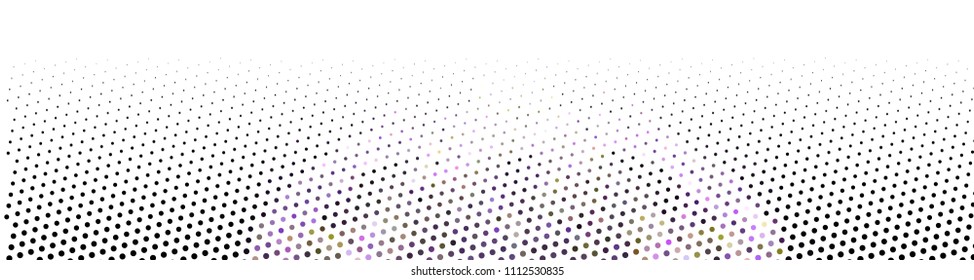 Abstract horizontal background. Spotted halftone effect. Dots, circles. Vector clip art