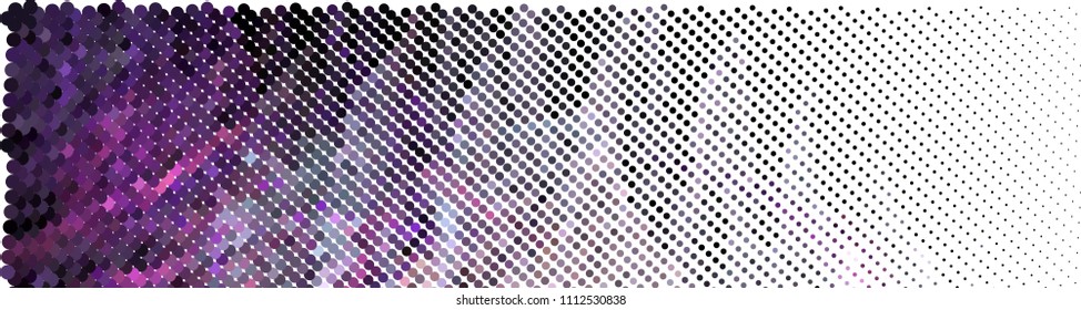 Abstract horizontal background. Spotted halftone effect. Dots, circles. Vector clip art