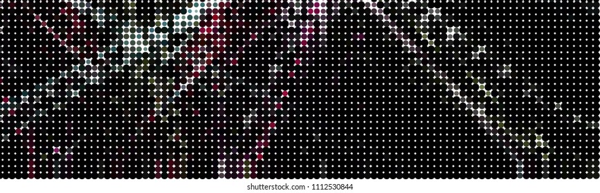 Abstract horizontal background. Spotted halftone effect. Dots, circles. Vector clip art